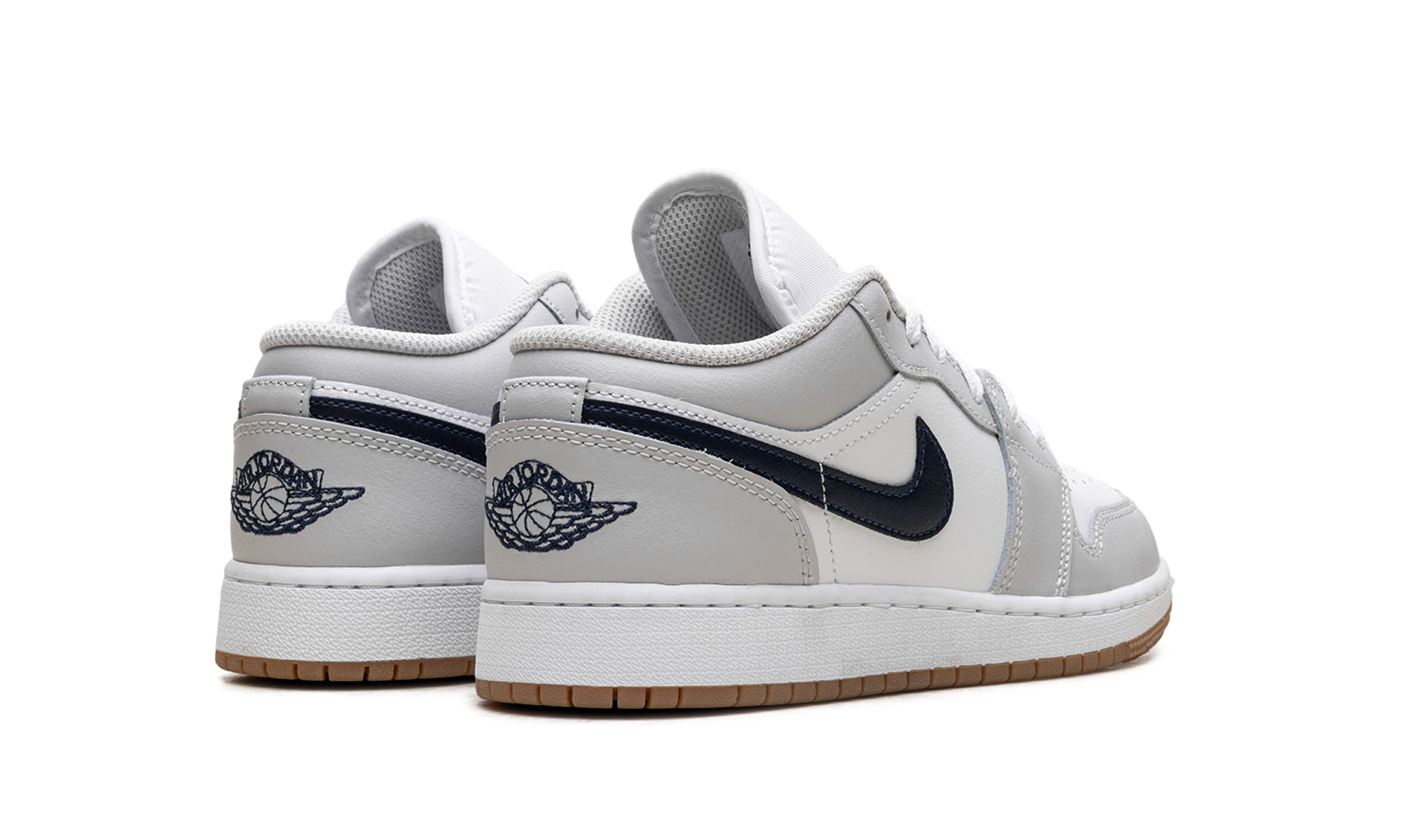 Jordan 1 Low GS White Neutral Grey Gum Midnight Navy 553560 146