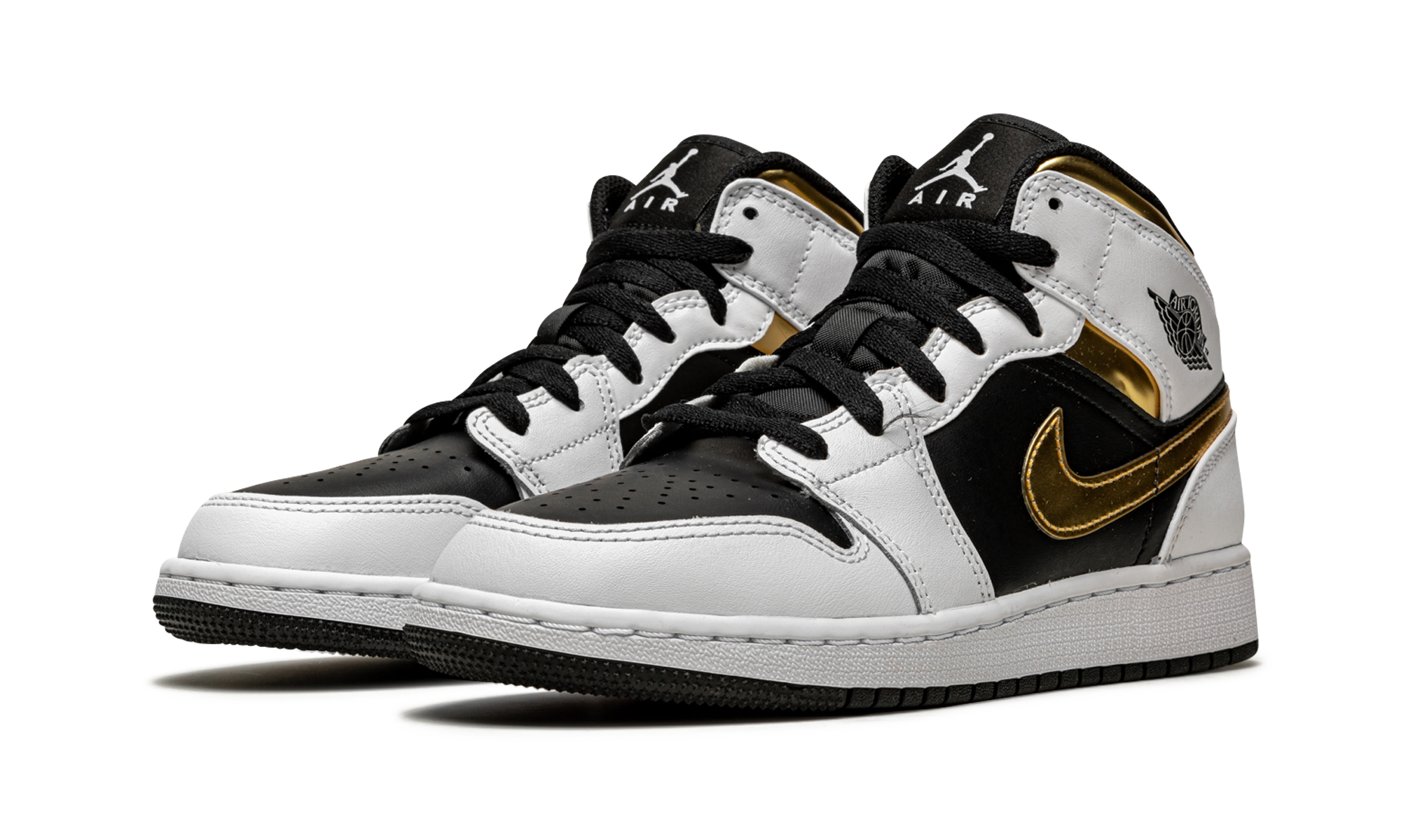 Air Jordan 1 Mid GS White / Gold / Black 554725 190