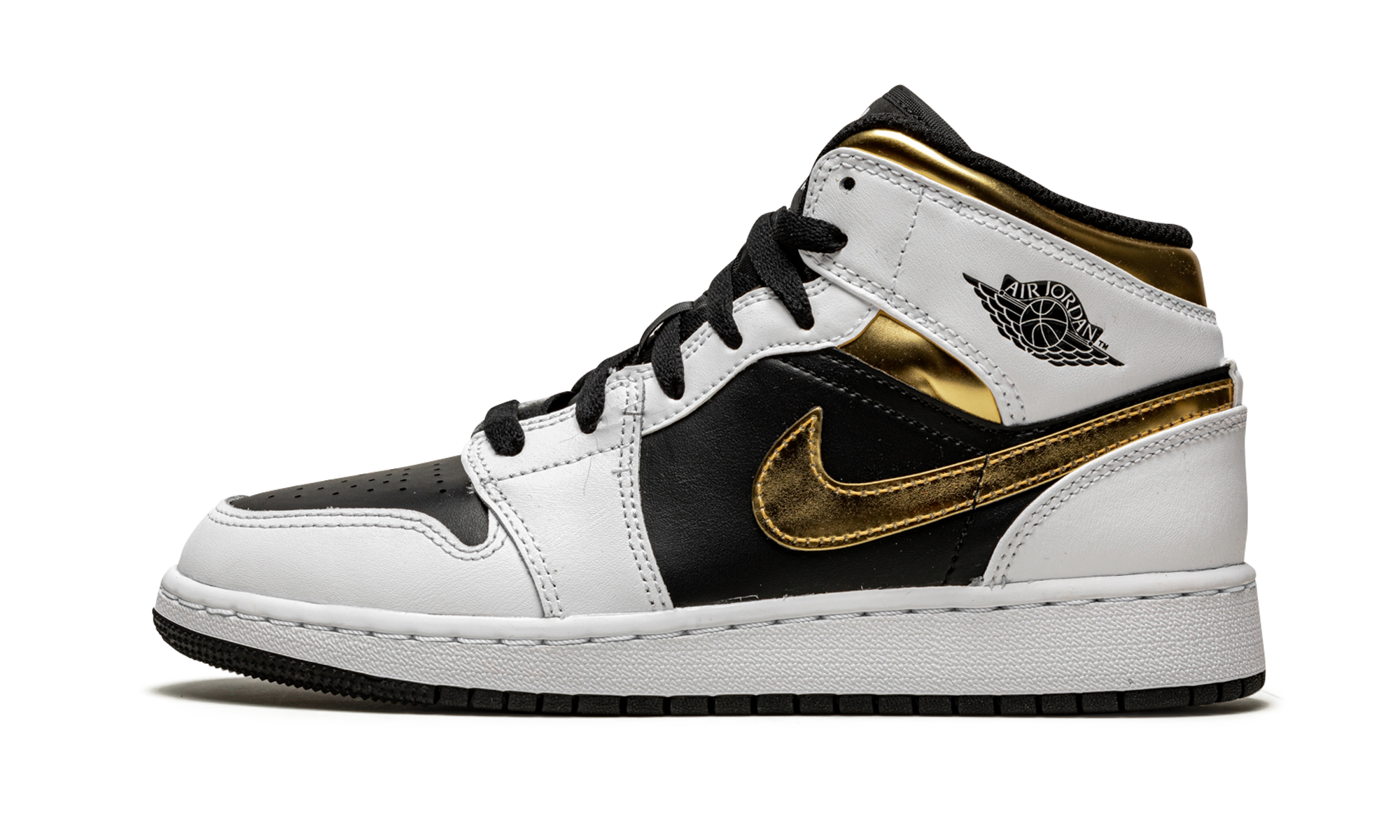 Air Jordan 1 Mid GS White / Gold / Black 554725 190