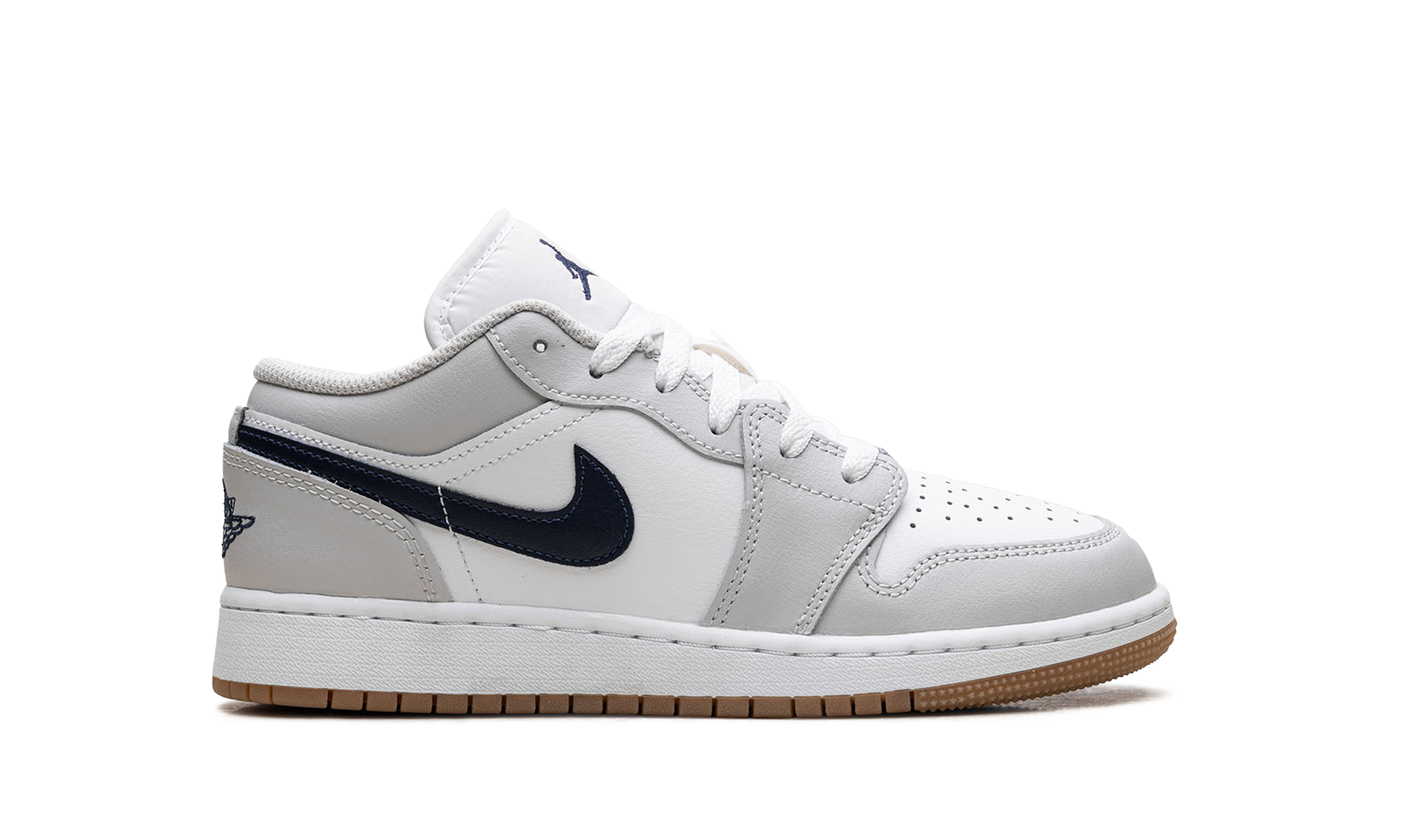 Jordan 1 Low GS White Neutral Grey Gum Midnight Navy 553560 146