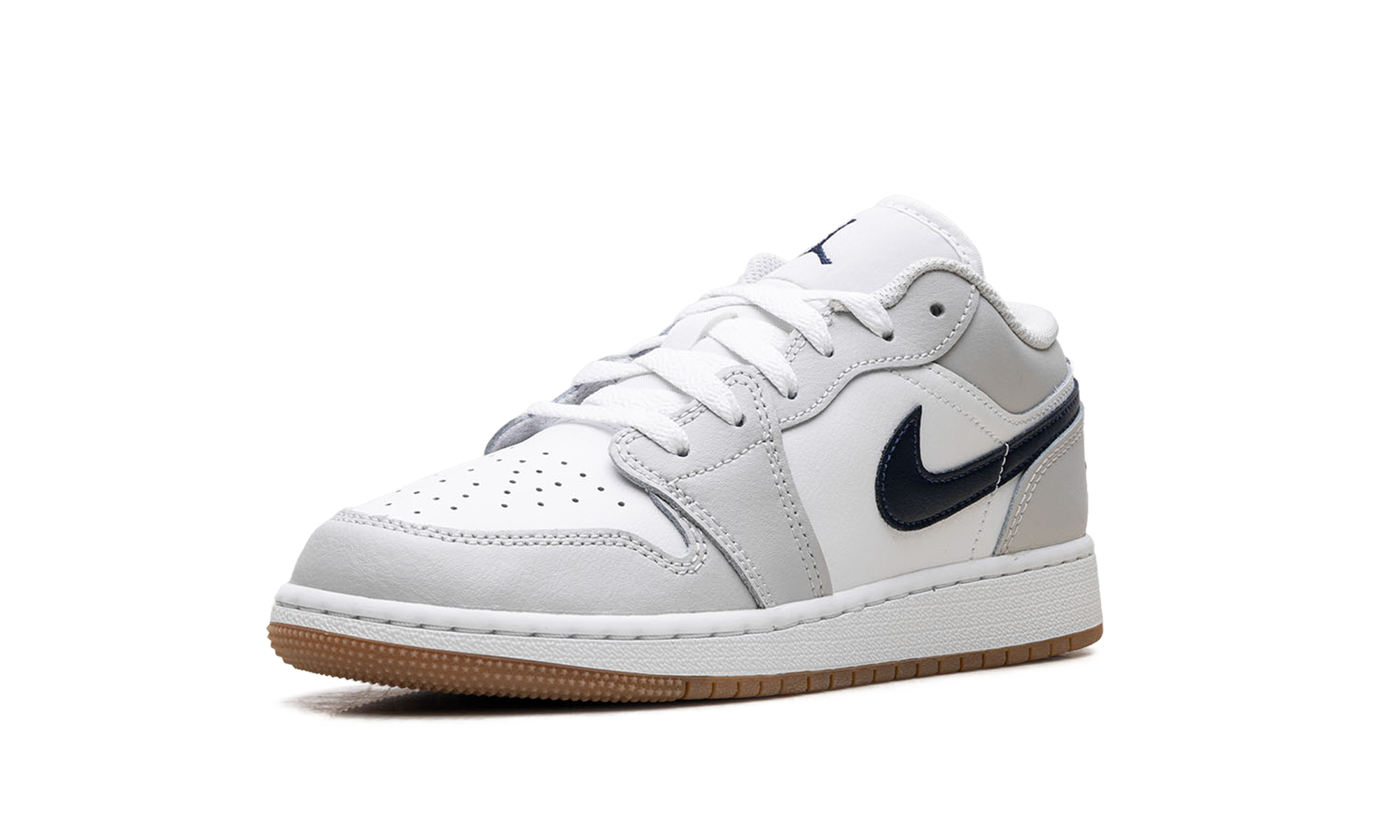Jordan 1 Low GS White Neutral Grey Gum Midnight Navy 553560 146