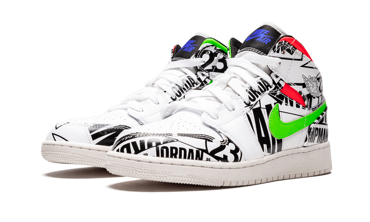 Air Jordan 1 Mid GS All Over Logos 554725 143